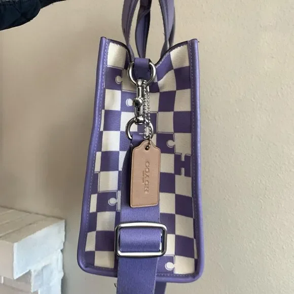 COACH Smith Tote CR101 Violet Checkerboard Print Leather Shoulder Bag - Picture 6 of 16